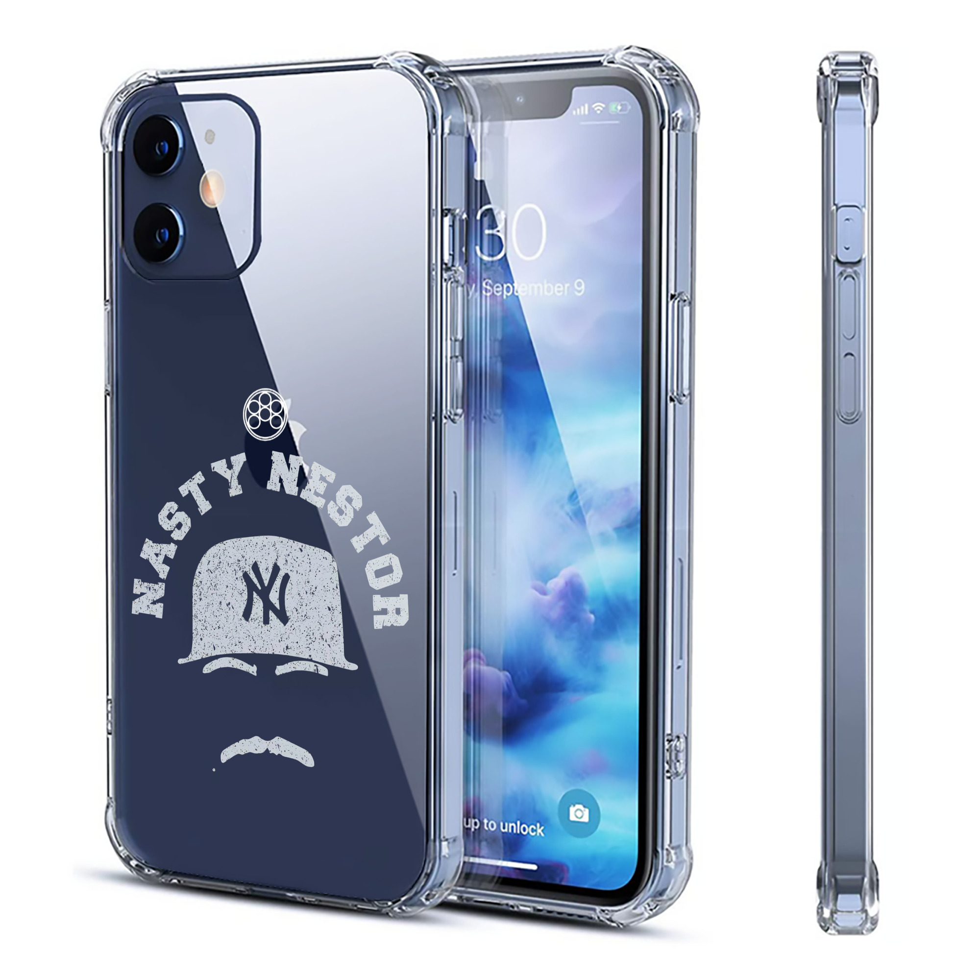 New York Yankees Nasty Nestor Clear IPhone 12 Case – Soft TPU With UV Print – Enhanced Drop Protection, Precise Fit, Anti-Fingerprint, Customizable Design, Scratch-Resistant, Yellow-Resistant